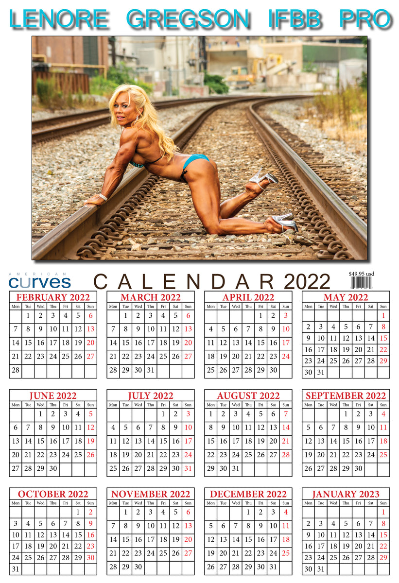 Lenore Gregson IFBB PRO13x19 in2022 HighQuality Wall Calendar. Feb
