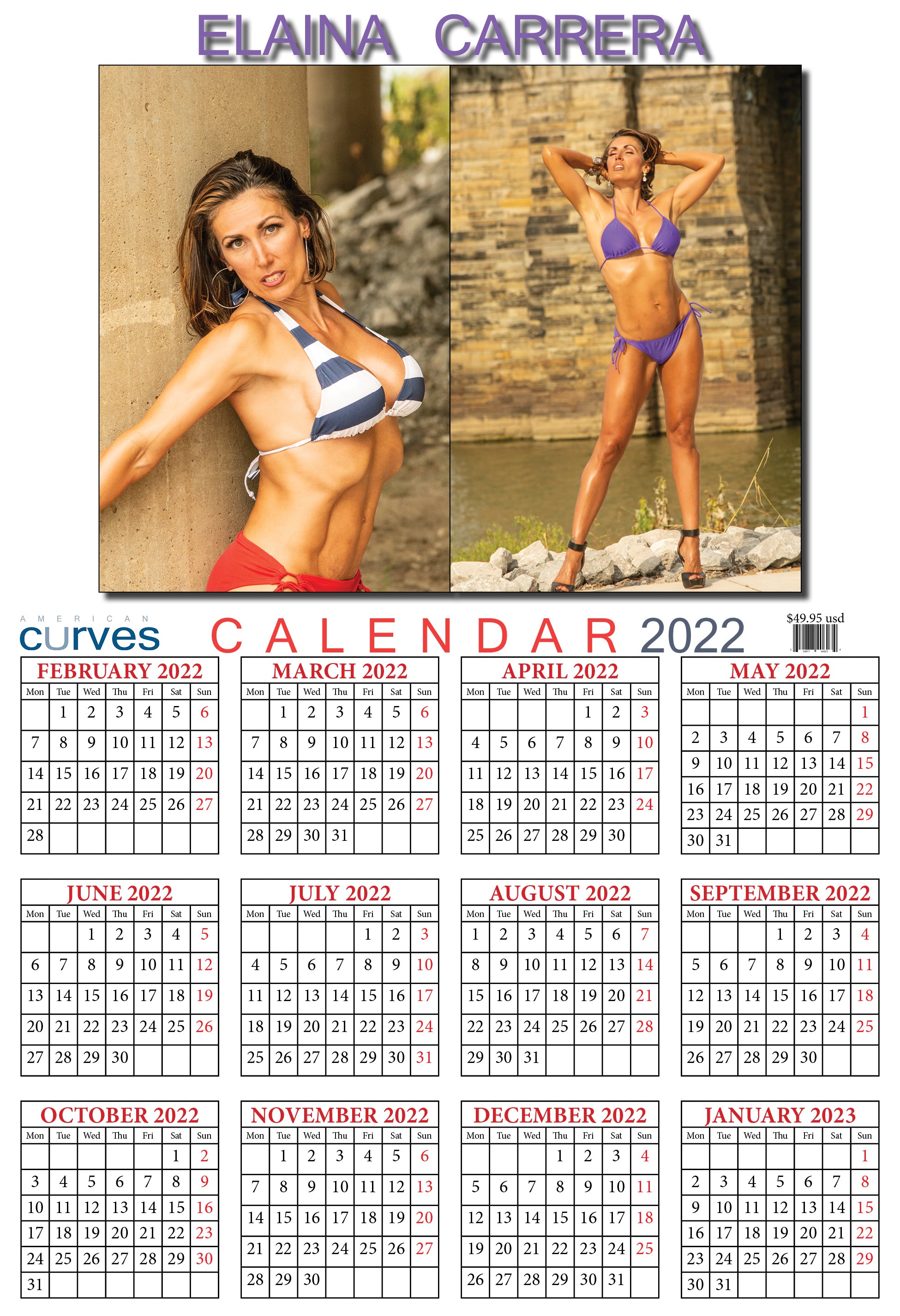Elaina Carrera-13x19 in-2022 High-Quality Wall Calendar.