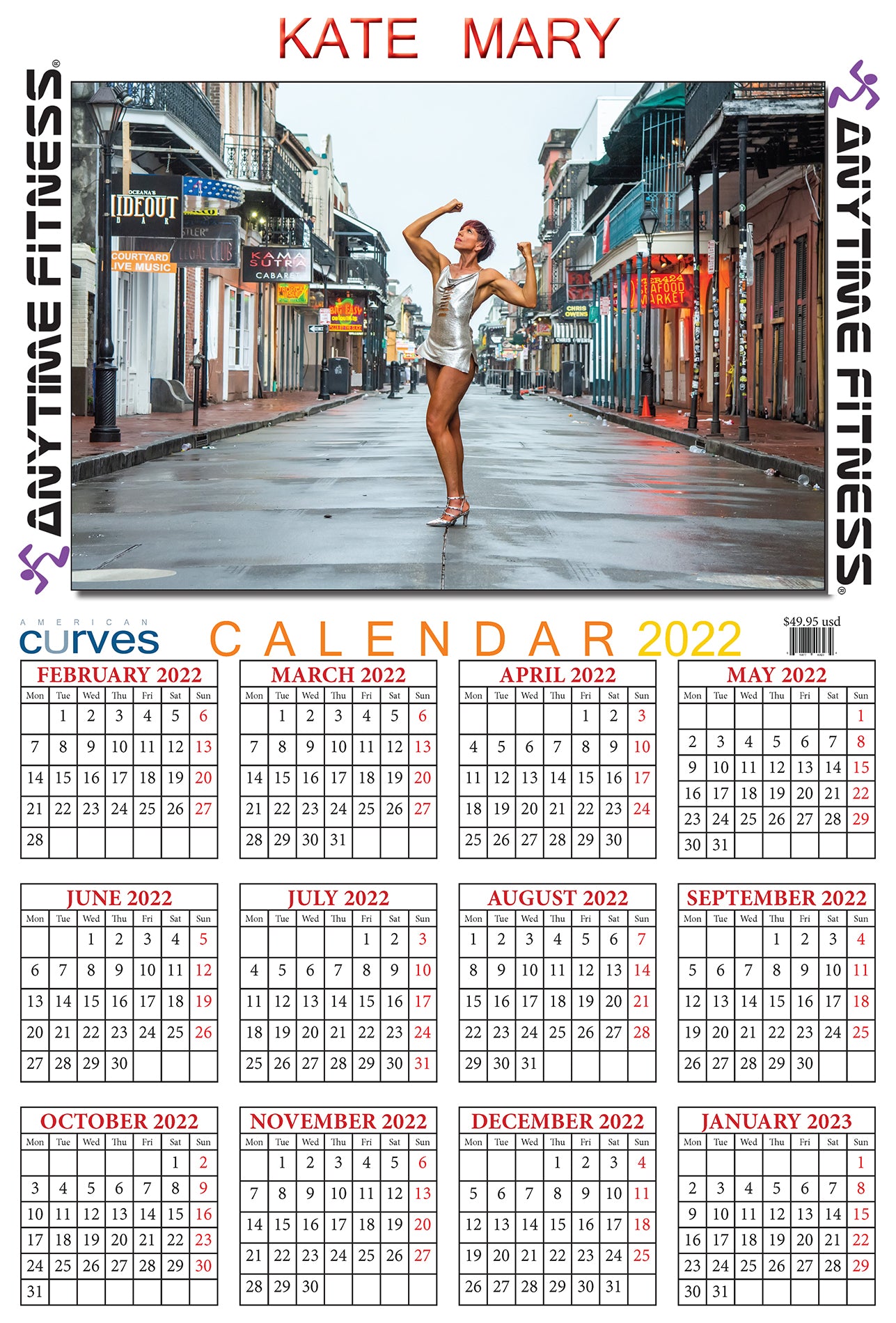 Mary Kate-13x19 in-2021 High-Quality Wall Calendar.  Feb-2022-Jan-2023